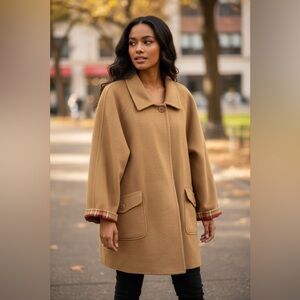 Talbots Wool Blend Jacket with Plaid Lining Elegant Classy Casual Size XL